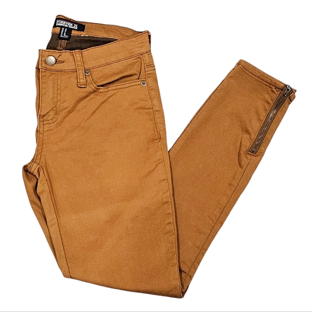 NWT Forever 21 Women's Camel Mustard Skinny Ankle Zip Colored Denim  - Size 25